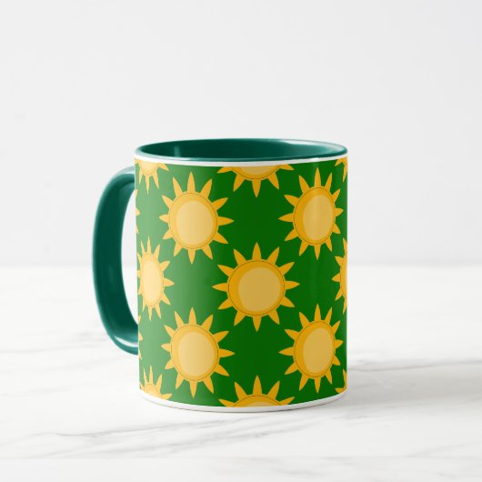 Zonneschijn Zon Patroonontwerp Op Groen Mok (Voorkant links)