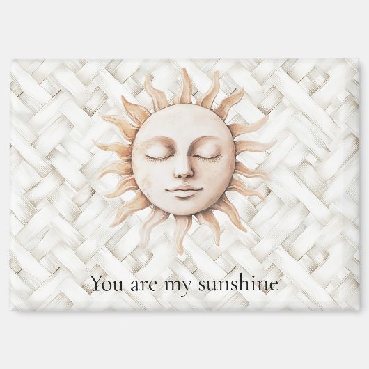 Zonneschijn Zon Witte Mand Weave Magneet (Voorkant)