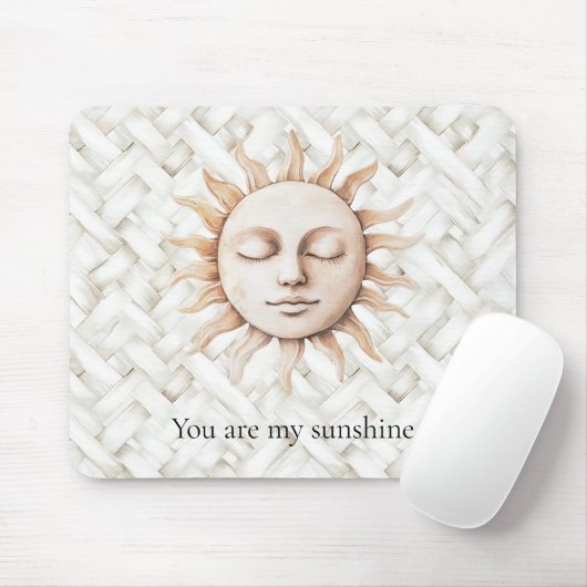 Zonneschijn Zon Witte Mand Weave Muismat (Met muis)