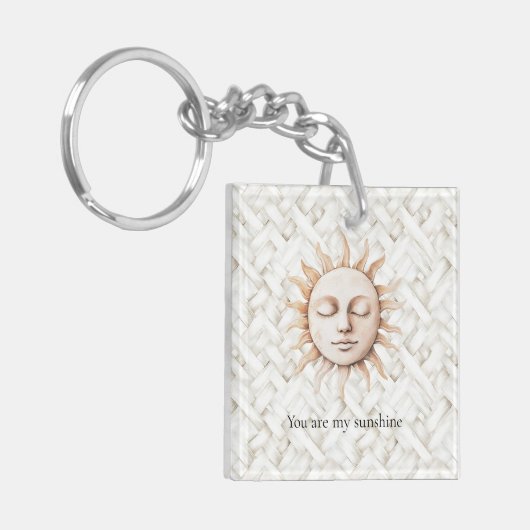 Zonneschijn Zon Witte Mand Weave Sleutelhanger (Voorkant Links)