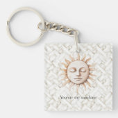 Zonneschijn Zon Witte Mand Weave Sleutelhanger (Voorkant)