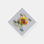 Zonneschijn Zonnebloem Blauw-grijs Gingham Servet (Hoek)