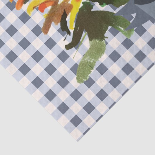 Zonneschijn Zonnebloem Blauw-grijs Gingham Tissuepapier (Detail)