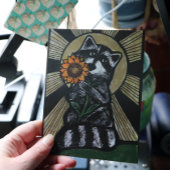 Zonneschijn Zonnebloem Wasbeer Briefkaart