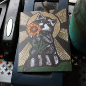 Zonneschijn Zonnebloem Wasbeer Briefkaart