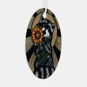 Zonneschijn Zonnebloem Wasbeer Metalen Ornament (Voorkant Rechts)