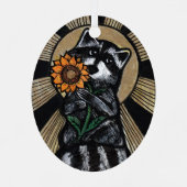 Zonneschijn Zonnebloem Wasbeer Metalen Ornament (Achterkant)