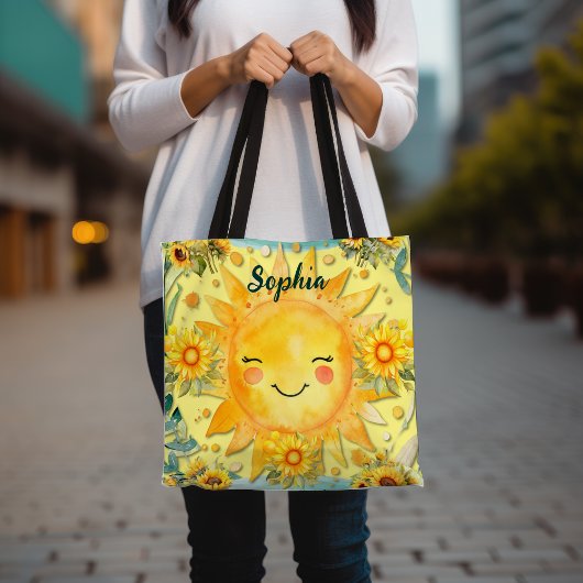 Zonneschijn & Zonnebloemen Vrouwen met Naam Tote Bag