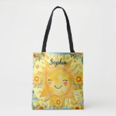 Zonneschijn & Zonnebloemen Vrouwen met Naam Tote Bag (Voorkant)