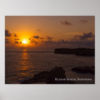 Zonneschijn Zonsondergang Lucht Oceaan Rotsen Sche Poster
