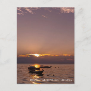 Zonneschijn Zonsondergang Stralen Drijvende Botens Briefkaart
