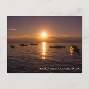 Zonneschijn Zonsondergang Stralen Drijvende Botens Briefkaart