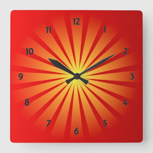 Zonneschijnstralen Vierkante Wandklok (Voorkant)