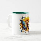 zonneschijnvlinder tweekleurige koffiemok (Voorkant links)