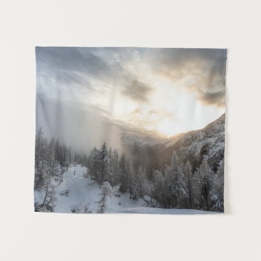 Zonneschilderij in een bedwelmende winteromgeving wandkleed (Voorkant (horizontaal))