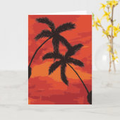 Zonneschilderwerk met palmstructuur Silhouette Kaart (Gele Bloem)