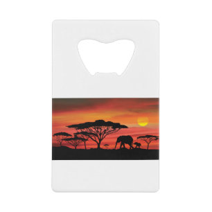 Zonneset eLEPHANT EN Serengeti Creditkaart Flessenopener