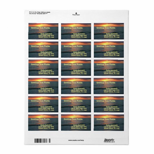 Zonneset/Golfkust/Calm Water/Sinaasappel & Geel Etiket (Full Sheet)