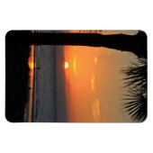 Zonneset met palmstructuur Silhouette Beach Scene Magneet (Horizontaal)