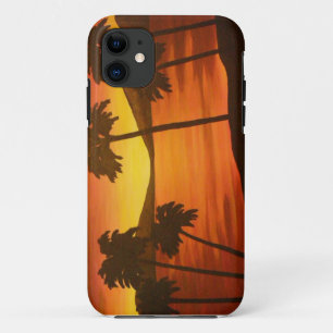 Zonneset tropische palmboom iPhone 11 hoesje