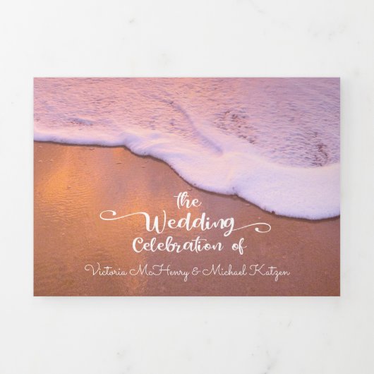 Zonneset tropische palmboom drieluik uitnodiging (Cover)