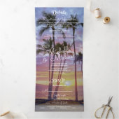 Zonneset tropische palmboom drieluik uitnodiging (Binnen)