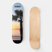 Zonneset tropische palmboom persoonlijk skateboard (Voorkant)