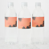 Zonneset tropische palmboom waterfles etiket (Flessen)