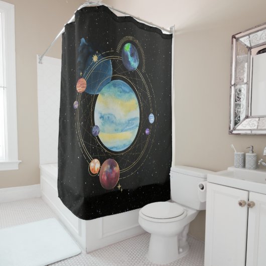 Zonnesistem Douchegordijn (In situ)