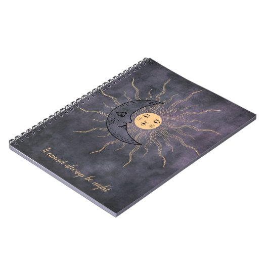  zonnesoneel goudzwart paars notitieboek (Linkerzijde)