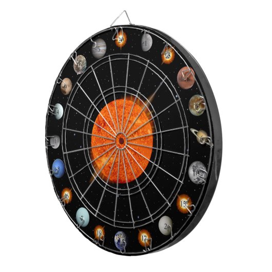 Zonnestelsel 20 tellen dartbord (Voorkant Rechts)