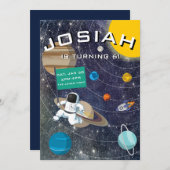 Zonnestelsel, Astronaut Birthday Party Invitation Kaart (Voorkant / Achterkant)