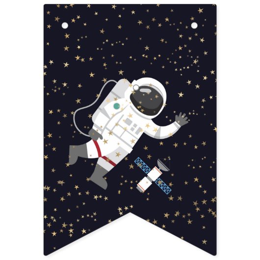 Zonnestelsel Astronaut Gelukkige Verjaardag Typogr Vlaggetjes (Eerste vlag)