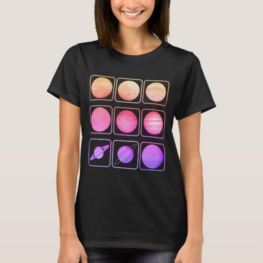 Zonnestelsel Astronomie T-Shirt (Voorkant)