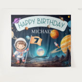 Zonnestelsel Buitenruimte Jongen Verjaardag Achter Wandkleed (Voorkant (horizontaal))