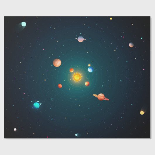 Zonnestelsel Cadeaupapier (Vlak)