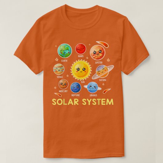 Zonnestelsel Cute Face Planet Space science boy gi T-shirt (Design voorkant)
