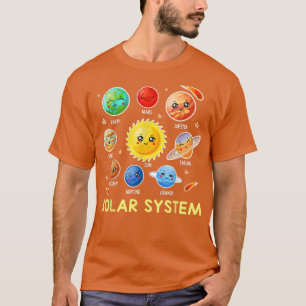 Zonnestelsel Cute Face Planet Space science boy gi T-shirt