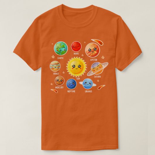 Zonnestelsel Cute Face Planet Space science boy gi T-shirt (Design voorkant)
