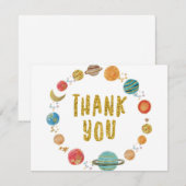 Zonnestelsel dank u label bedankkaart (Voorkant / Achterkant)