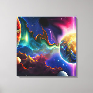 Zonnestelsel dat Blackhole Stretted Canvas invoert