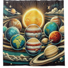 Zonnestelsel Douchegordijn