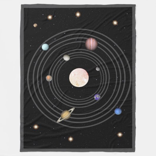 Zonnestelsel "echte kleurenster" fleece deken (Voorkant)