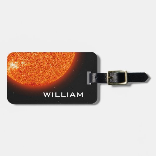 Zonnestelsel Fiery Sun Black Space met sterren Bagagelabel (Voorkant horizontaal)