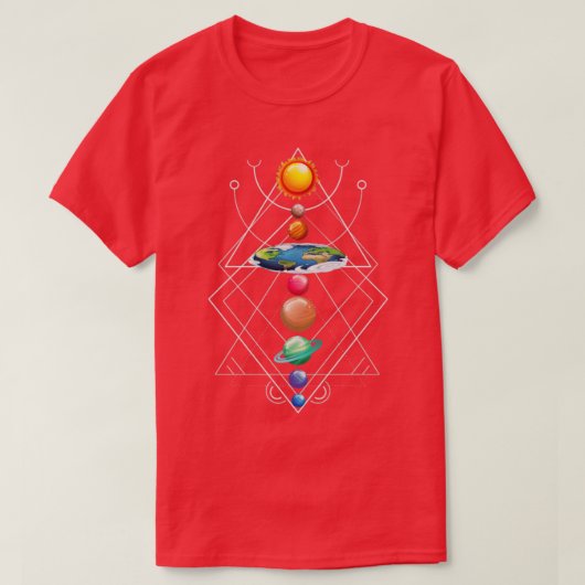 Zonnestelsel Flat Earth I houdt van mijn planeet T-shirt (Design voorkant)