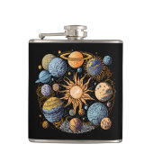Zonnestelsel grafisch heupfles (Voorkant)