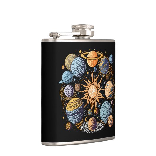 Zonnestelsel grafisch heupfles (Rechts)