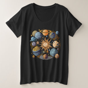 Zonnestelsel Grafisch Ontwerp Grote Maat T-shirt