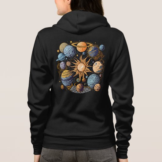 Zonnestelsel Grafisch Ontwerp Hoodie (Achterkant)