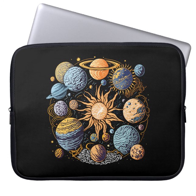 Zonnestelsel Grafisch Ontwerp Laptop Sleeve (Voorkant)